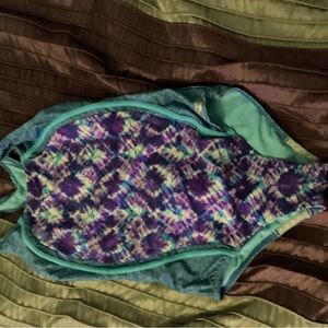 Speedo Blue and Green Swimsuit Girls size 12